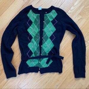 J. Crew wool & cashmere sweater with plaid accents